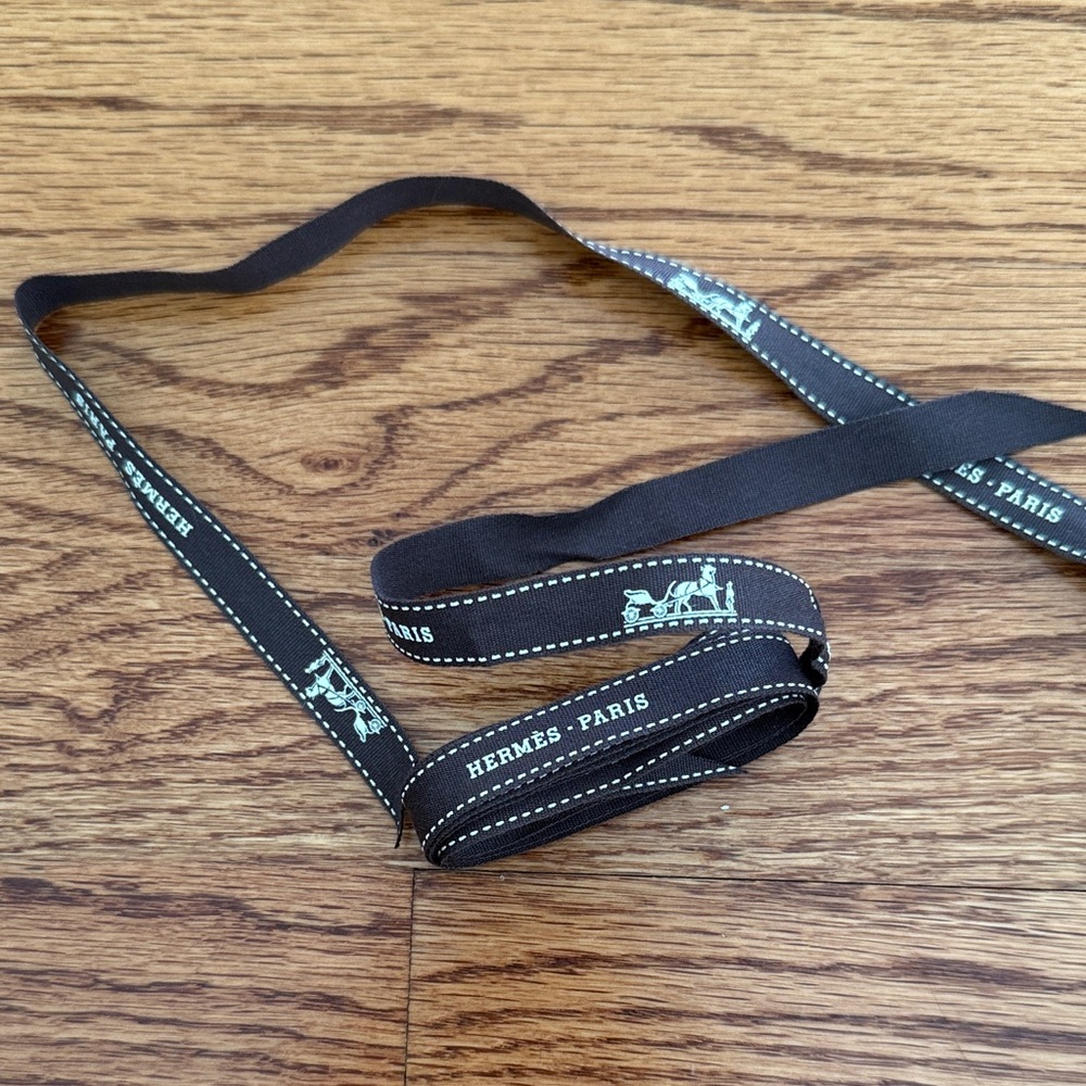 Hermes Classic Paris Brown Ribbon 5.5 ft